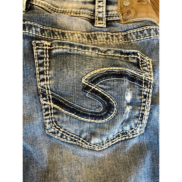 Silver jeans Boyfriend Women 30x29 Grunge Western Distressed Y2K Thick Stitch - Picture 14 of 16